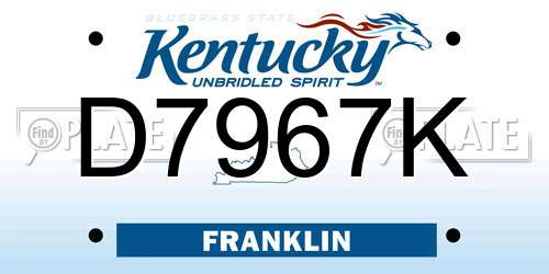 D7967K Kentucky License Plate
