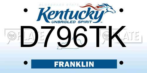 D796TK Kentucky License Plate