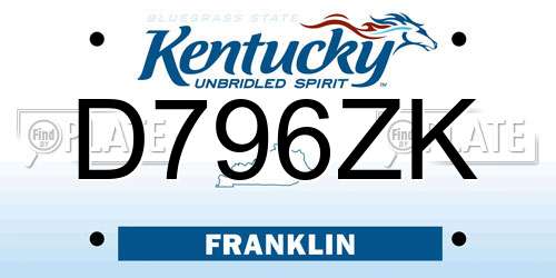 D796ZK Kentucky License Plate