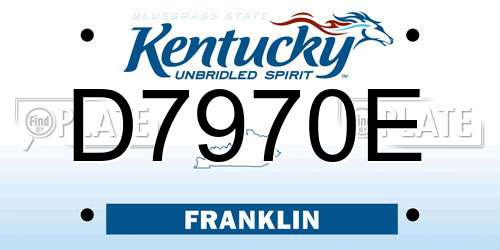 D7970E Kentucky License Plate