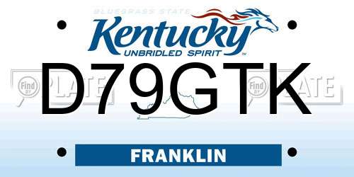 D79GTK Kentucky License Plate