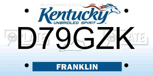 D79GZK Kentucky License Plate