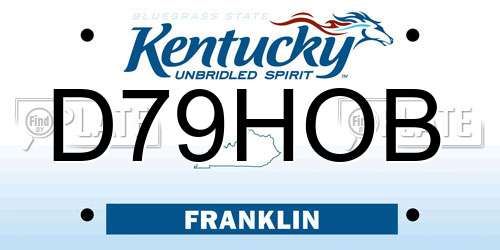 D79HOB Kentucky License Plate
