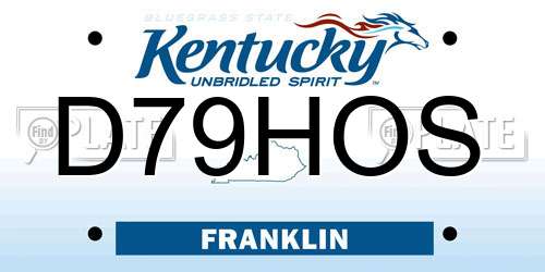 D79HOS Kentucky License Plate