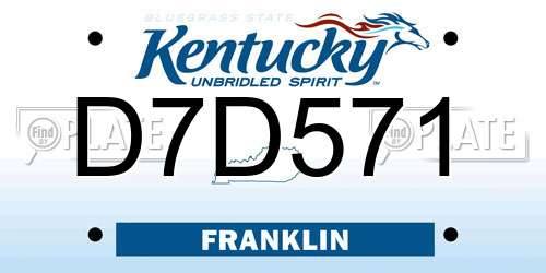 D7D571 Kentucky License Plate
