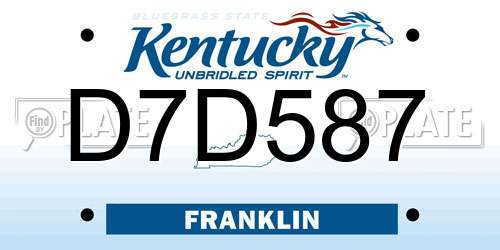 D7D587 Kentucky License Plate