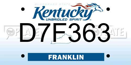 D7F363 Kentucky License Plate