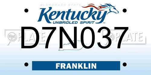 D7N037 Kentucky License Plate