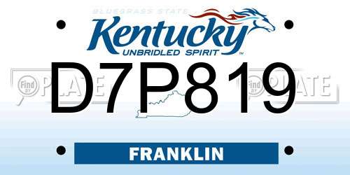 D7P819 Kentucky License Plate
