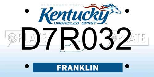 D7R032 Kentucky License Plate