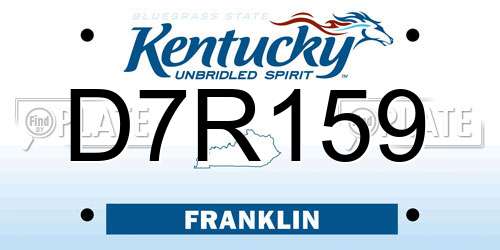 D7R159 Kentucky License Plate