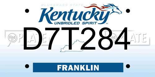 D7T284 Kentucky License Plate