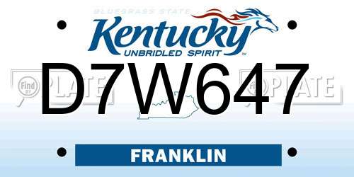 D7W647 Kentucky License Plate