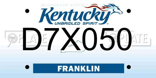 D7X050 Kentucky License Plate