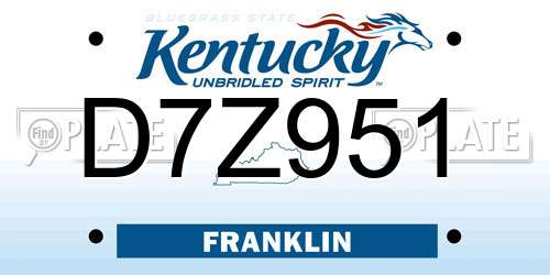 D7Z951 Kentucky License Plate