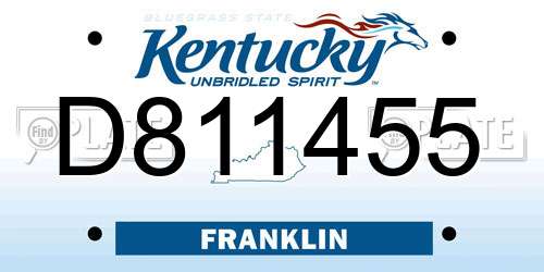 D811455 Kentucky License Plate