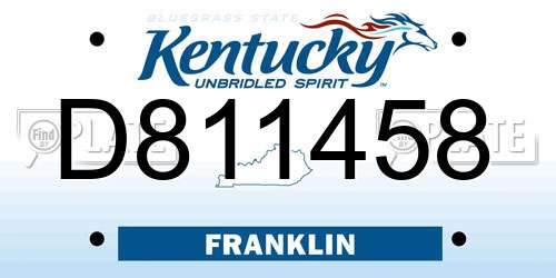D811458 Kentucky License Plate