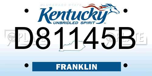 D81145B Kentucky License Plate