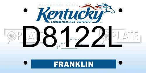 D8122L Kentucky License Plate