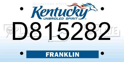 D815282 Kentucky License Plate