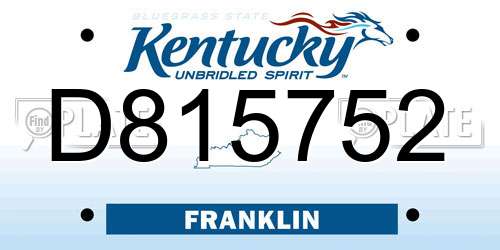 D815752 Kentucky License Plate