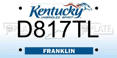D817TL Kentucky License Plate