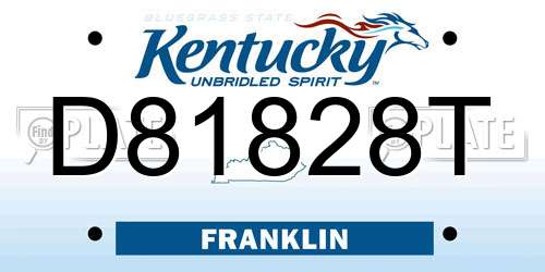 D81828T Kentucky License Plate
