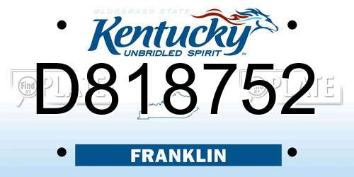 D818752 Kentucky License Plate