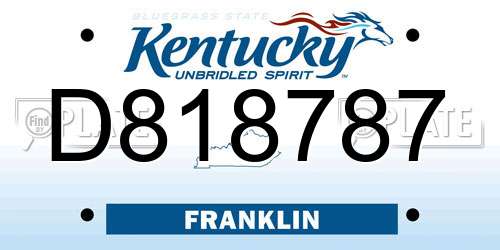 D818787 Kentucky License Plate