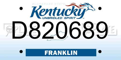 D820689 Kentucky License Plate