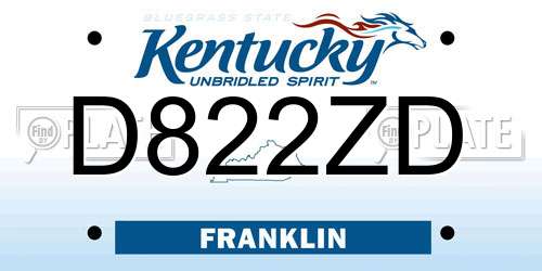 D822ZD Kentucky License Plate