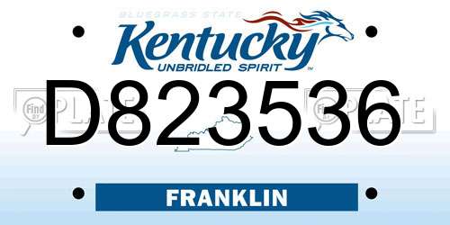 D823536 Kentucky License Plate