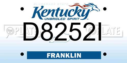 D8252I Kentucky License Plate