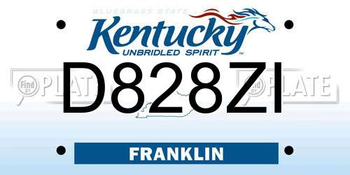 D828ZI Kentucky License Plate