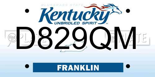 D829QM Kentucky License Plate