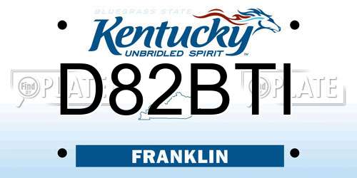 D82BTI Kentucky License Plate