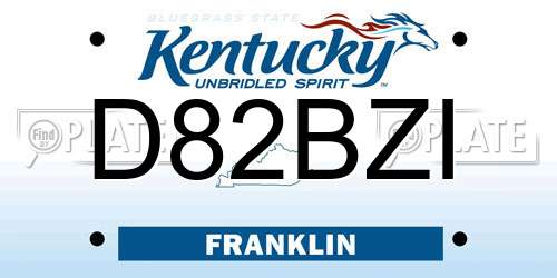 D82BZI Kentucky License Plate