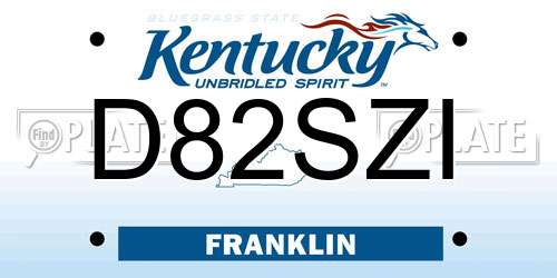 D82SZI Kentucky License Plate