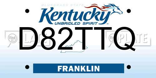 D82TTQ Kentucky License Plate