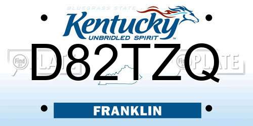 D82TZQ Kentucky License Plate