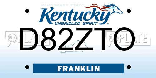 D82ZTO Kentucky License Plate