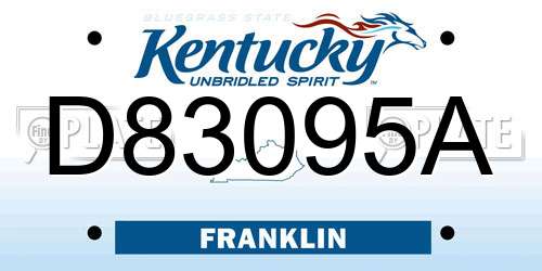D83095A Kentucky License Plate