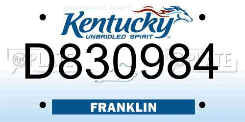 D830984 Kentucky License Plate