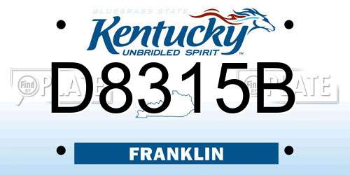 D8315B Kentucky License Plate