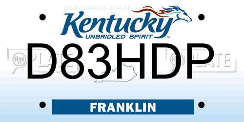 D83HDP Kentucky License Plate
