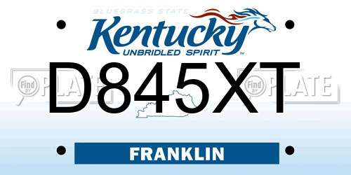 D845XT Kentucky License Plate