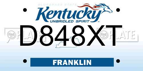 D848XT Kentucky License Plate