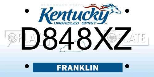 D848XZ Kentucky License Plate