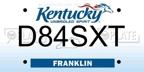 D84SXT Kentucky License Plate