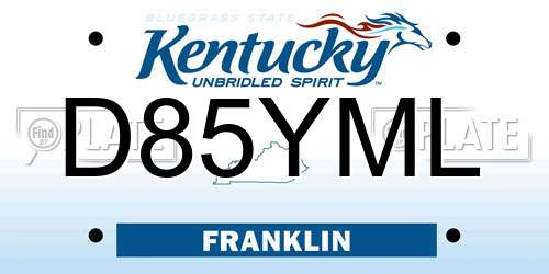 D85YML Kentucky License Plate